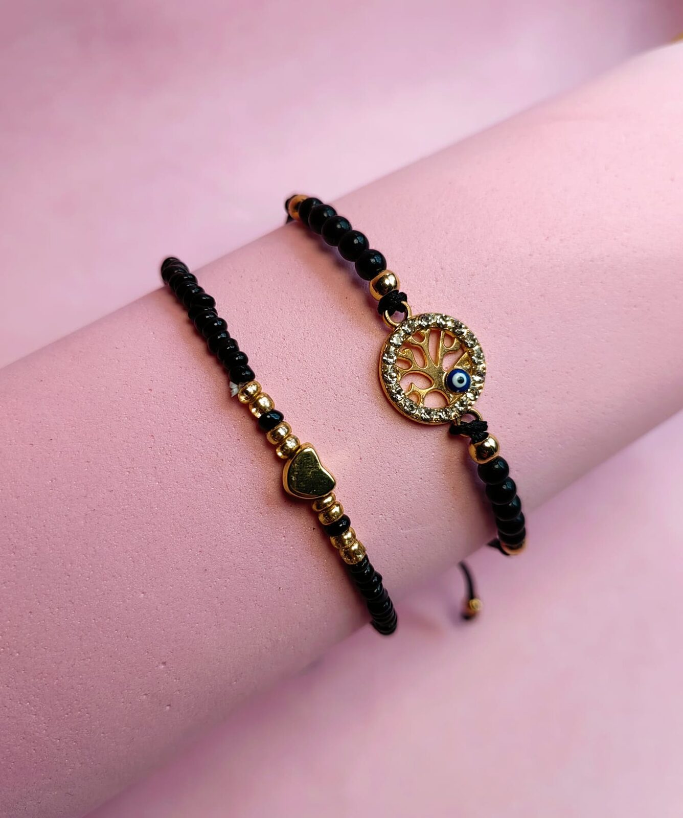 Set de Pulseras de Bijou Tree of Life & Protection — Árbol de la Vida, Ojo Turco y Cuentas Negras