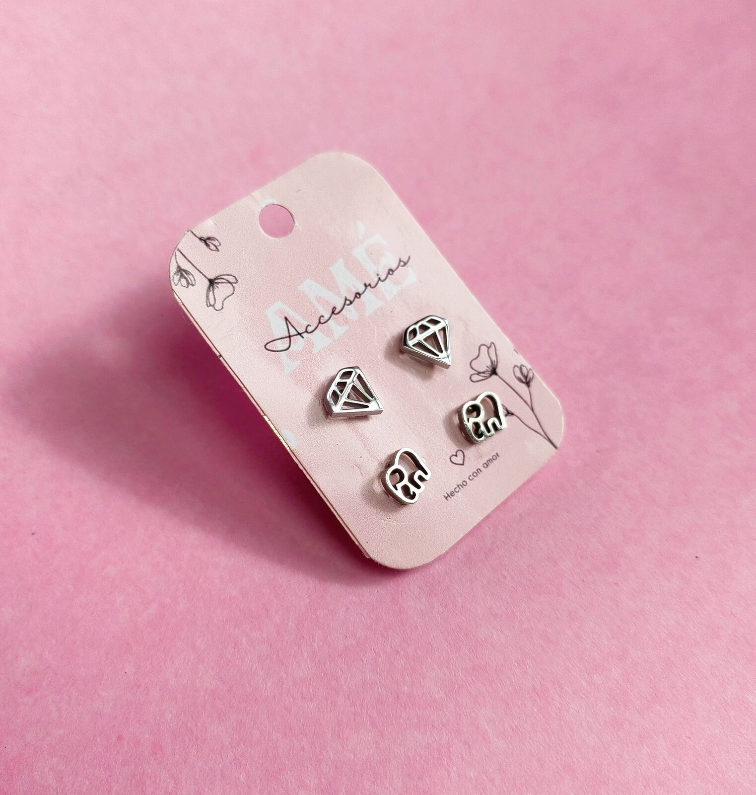 Set de Aros de Acero Quirúrgico – Diamantes y Elefantes