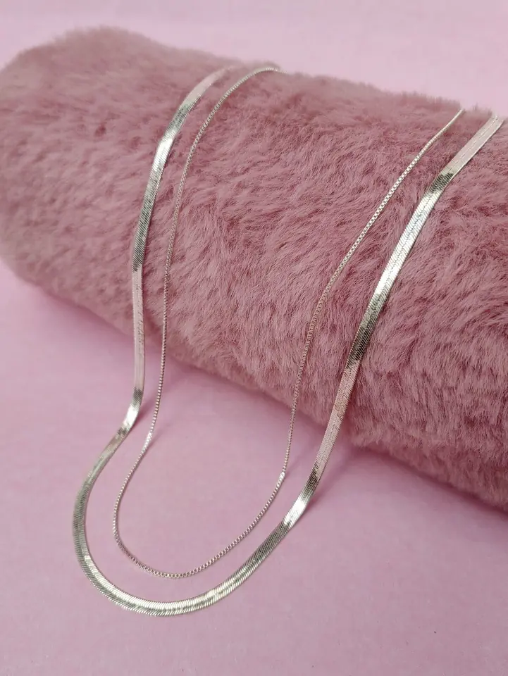 Set de Cadenas Doble Snake & Chain — Acero Blanco