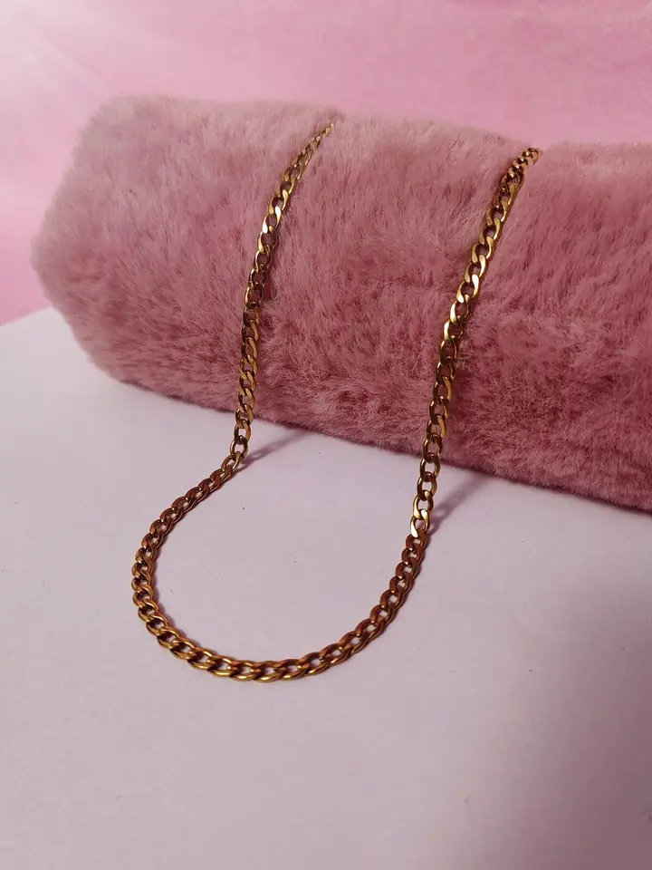Cadena Grumet Gold — Acero Dorado Tejido Barbada (50 cm)