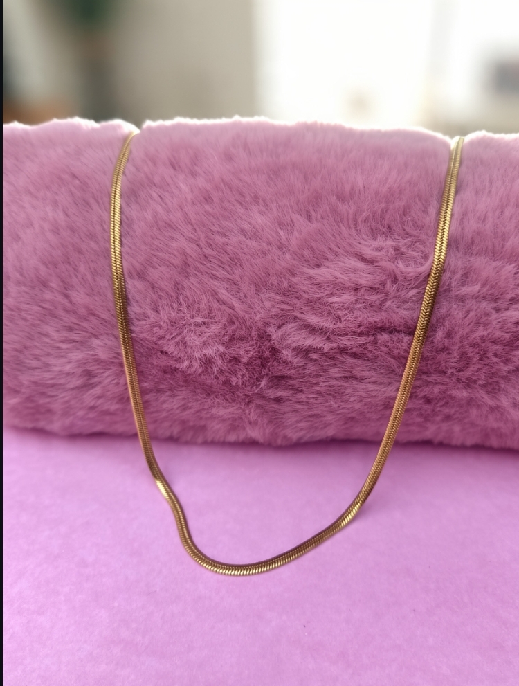 Collar Snake Chain Gold 45 cm — Cadena Plana en Acero Dorado