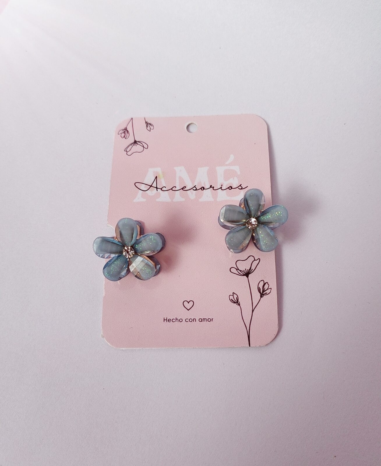 Set Mini Broches Crystal Blue Flower Duo — Par de Broches con Strass
