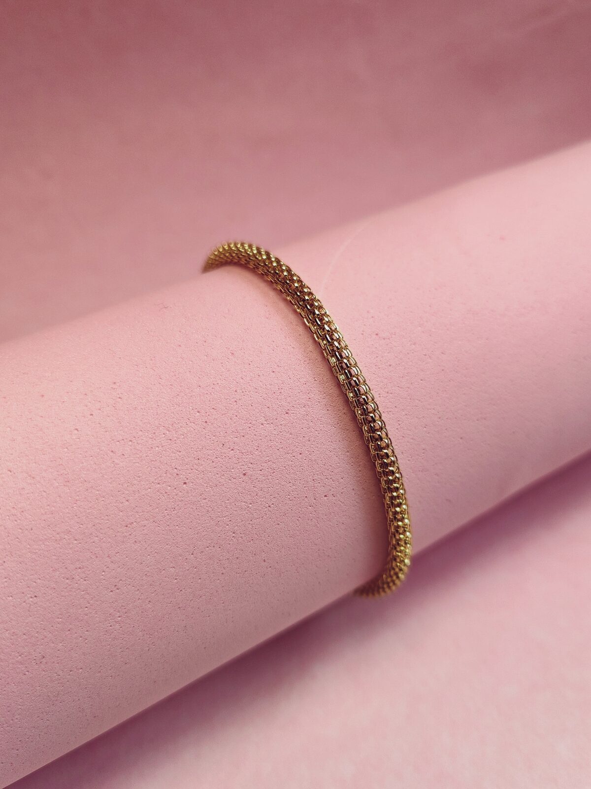 Pulsera de Acero Dorado Cadena Malla / Mesh Tubo