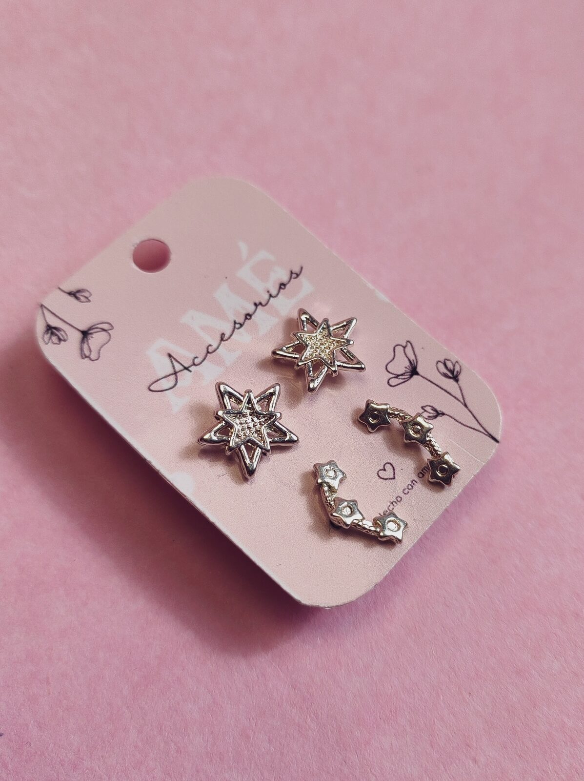 Set de Aros Enchapados en Plata 925 — Estrellas Galácticas y Trepadores