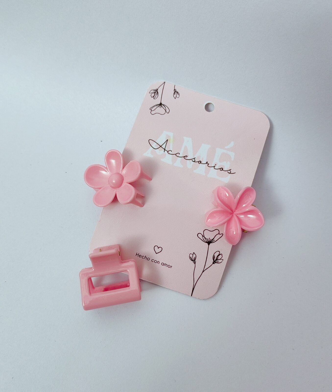Set Mini Broches Pink Blossom & Frame — Trío de Broches Rosa