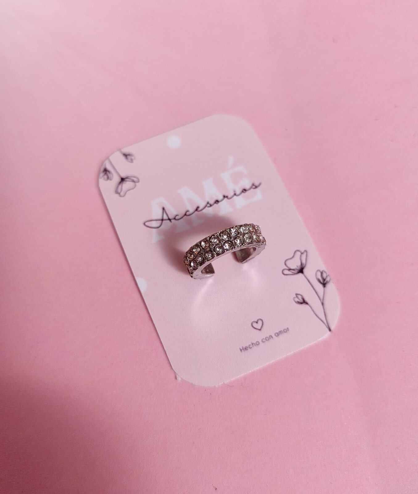 Ear Cuff Full Crystal Double Line Silver