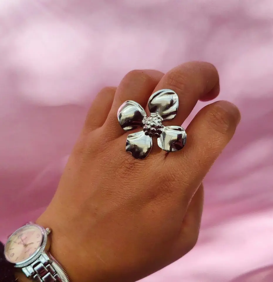 Anillo Acero Quirúrgico Silver Wire Bow — Anillo Regulable Moño Entramado
