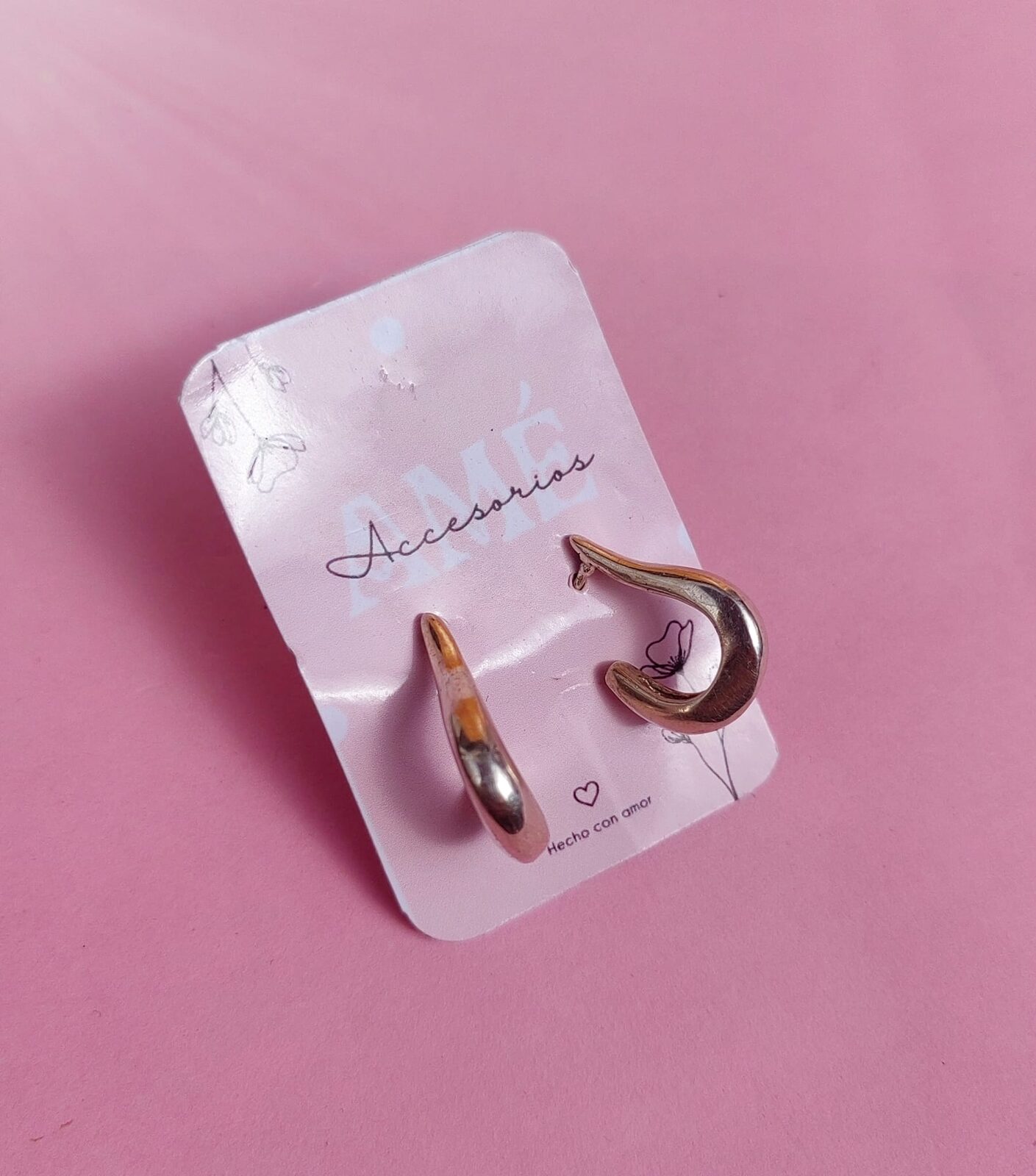 Argollas Curve Drop Silver Plated
