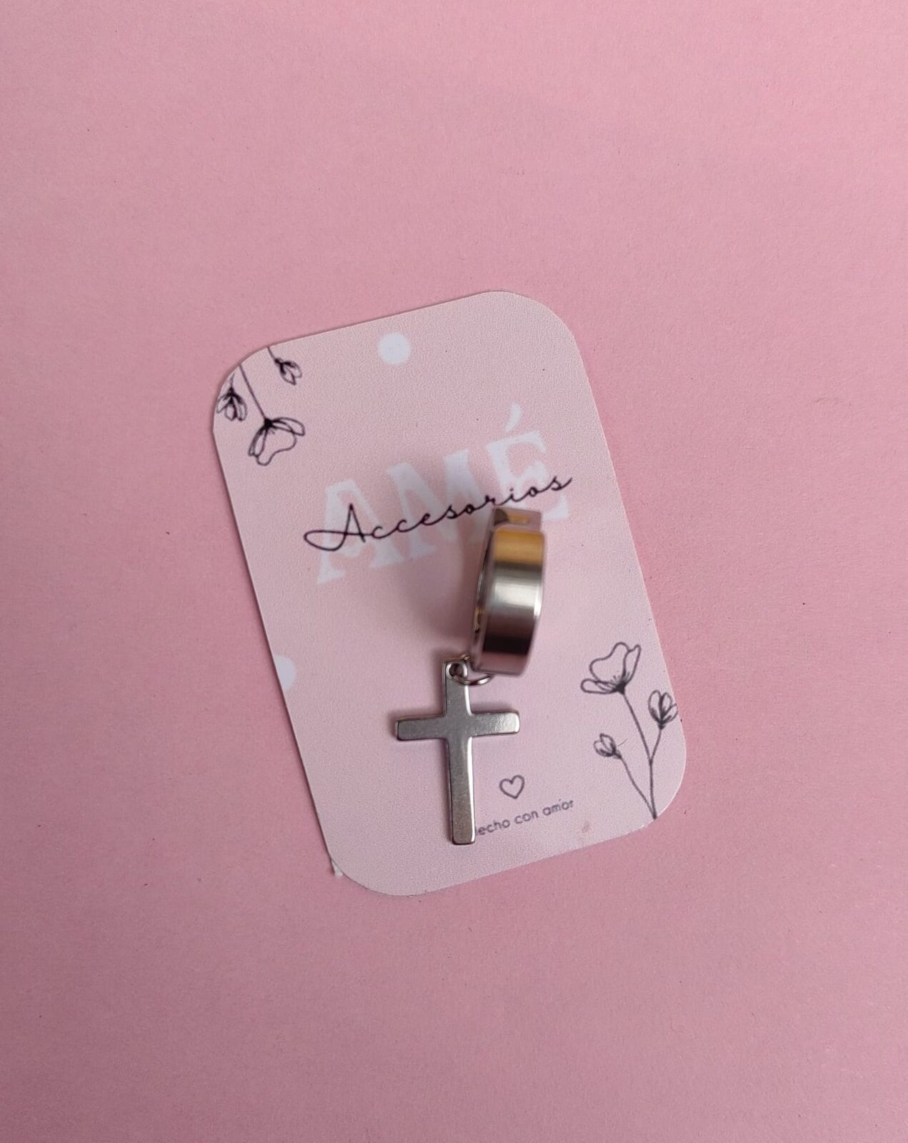 Aro a Presión Cross Pendant Steel