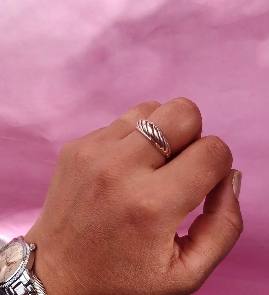 Anillo Silver Chunky Croissant — Anillo Enchapado en Plata Torset