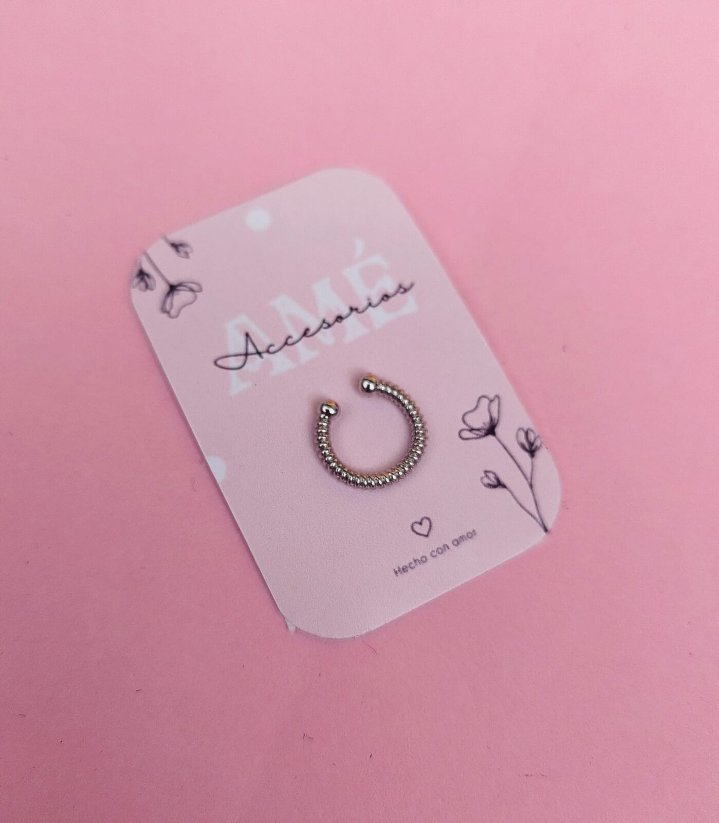 Ear Cuff Twisted Ball Silver