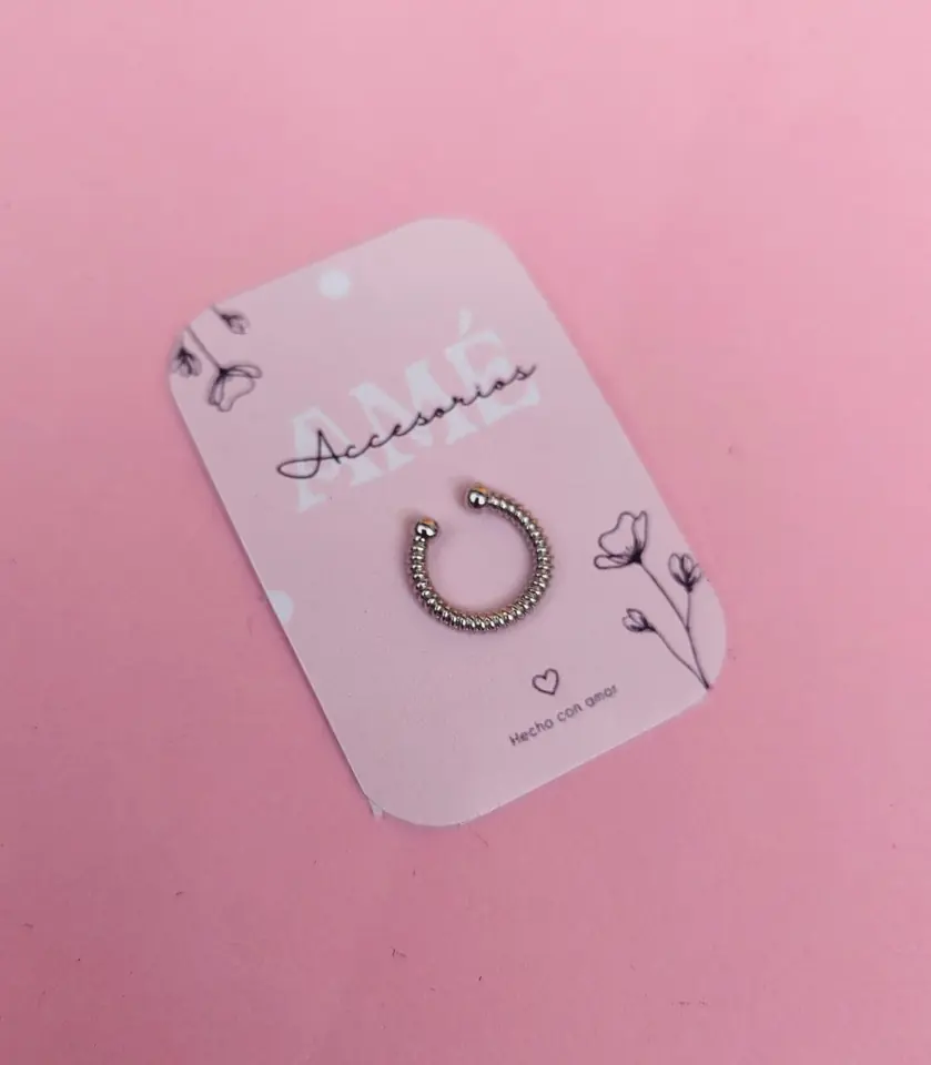 Ear Cuff Twisted Ball Silver