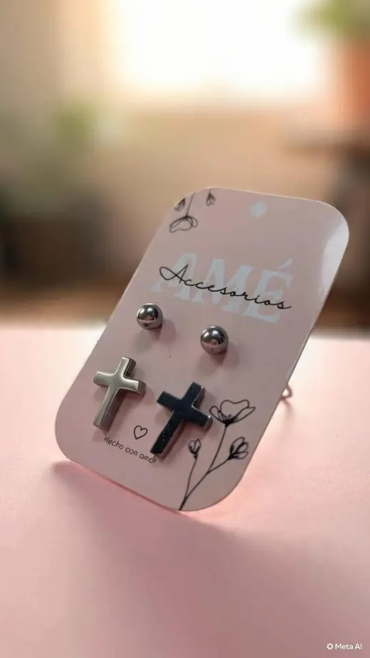Set Duo Cross & Bead Studs
