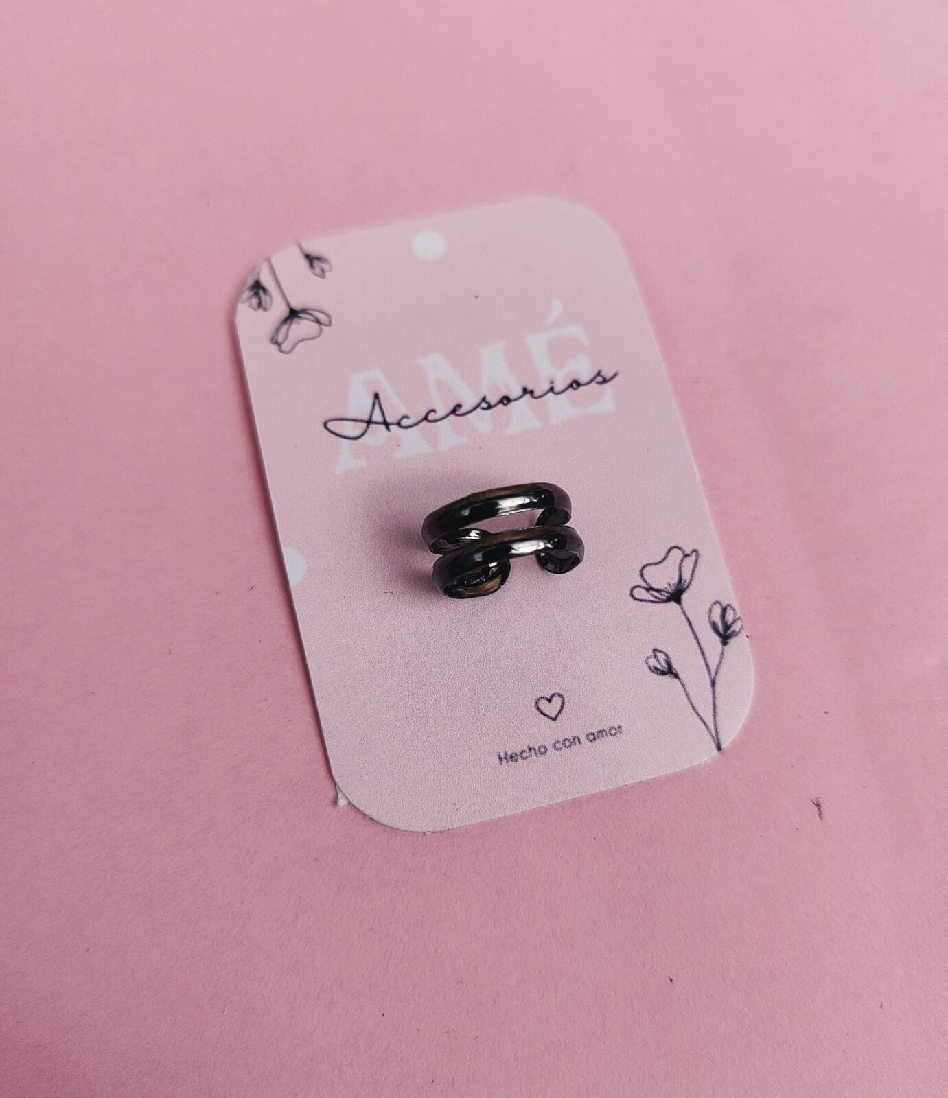 Ear Cuff Double Smooth Line Black