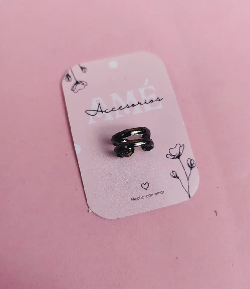 Ear Cuff Double Smooth Line Black