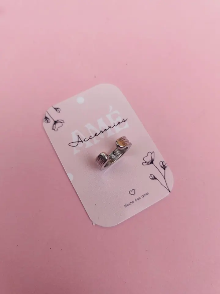 Ear Cuff Hugging Hands Silver