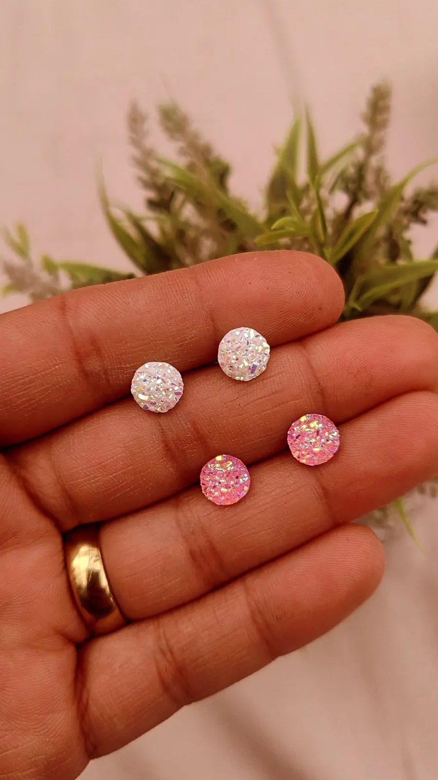 Aros Druzy Glitter Hipoalergénicos
