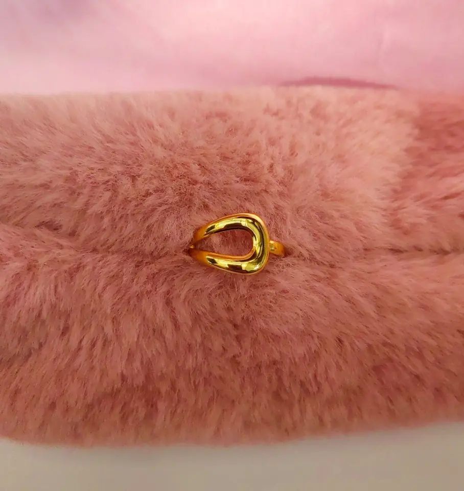 Anillo Acero Dorado Golden Organic Curve — Anillo Regulable Orgánico