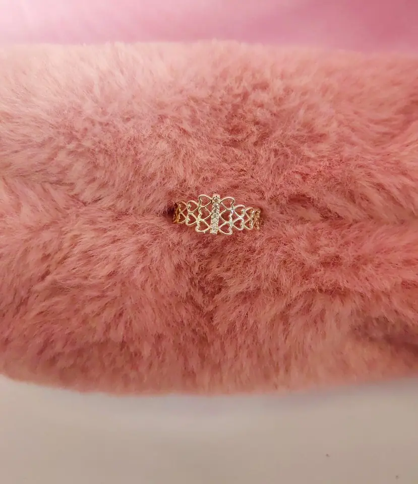 Anillo Silver Filigree Heart & Strass — Anillo Enchapado en Plata Corazones Calados