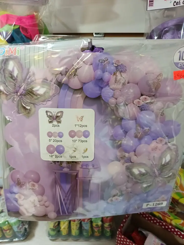 Pack globos kit mariposa lila y rosa