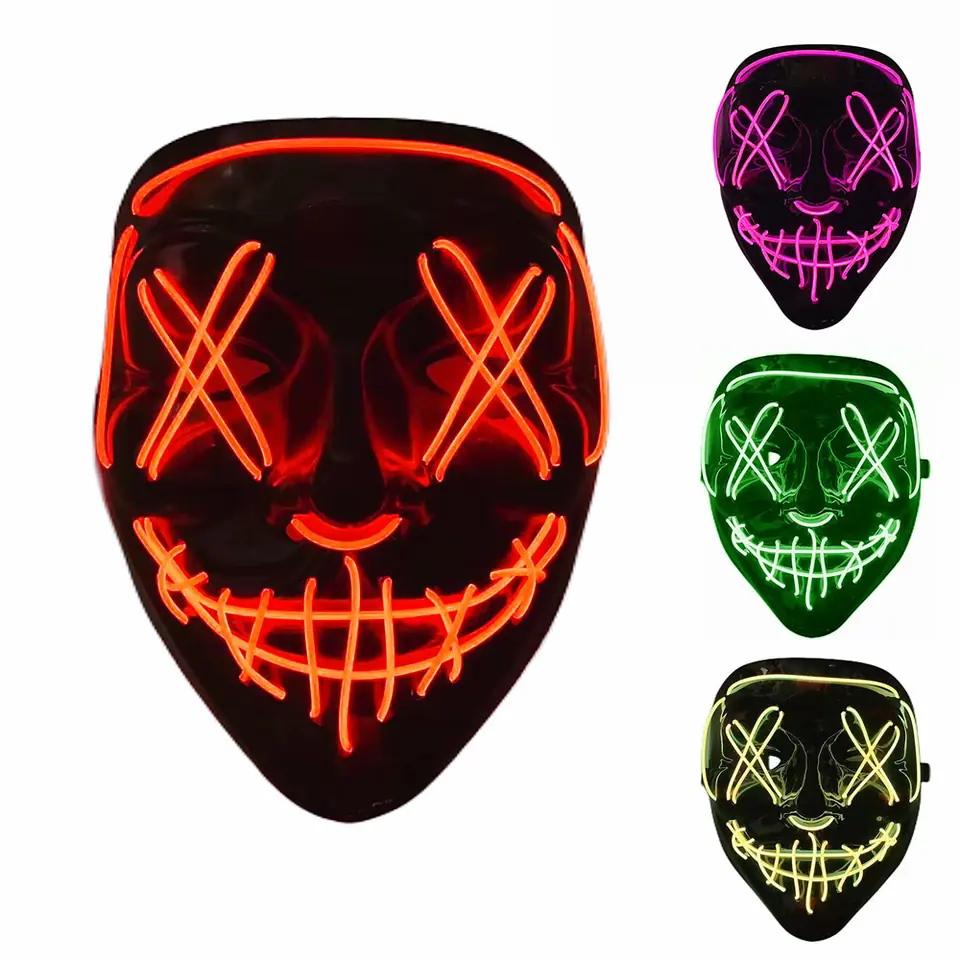 Máscara Luz Led La Purga Halloween Cálida Decoración Fiesta De Halloween Máscara