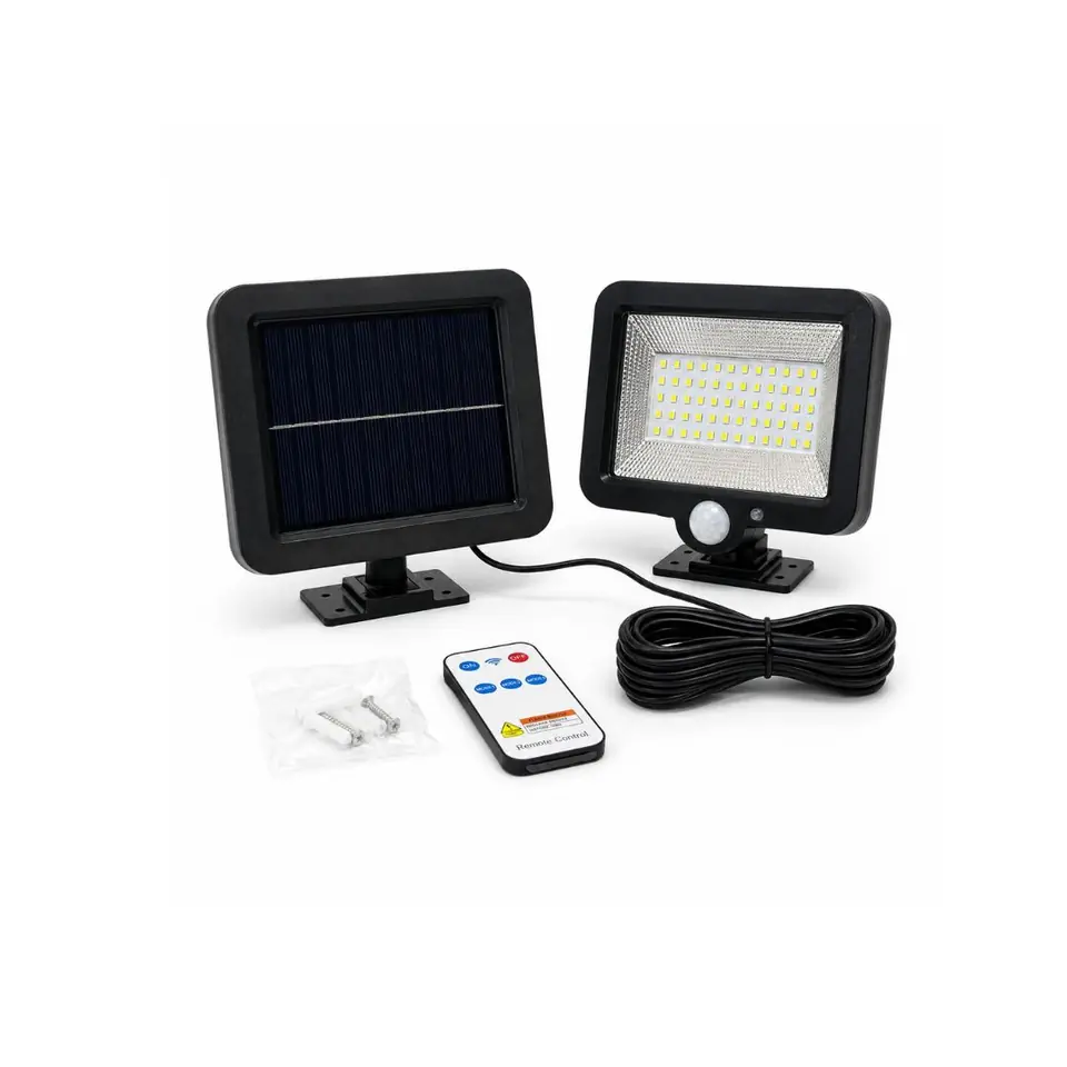 Foco con panel solar y control