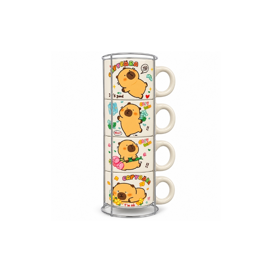 Set de tazas con soporte