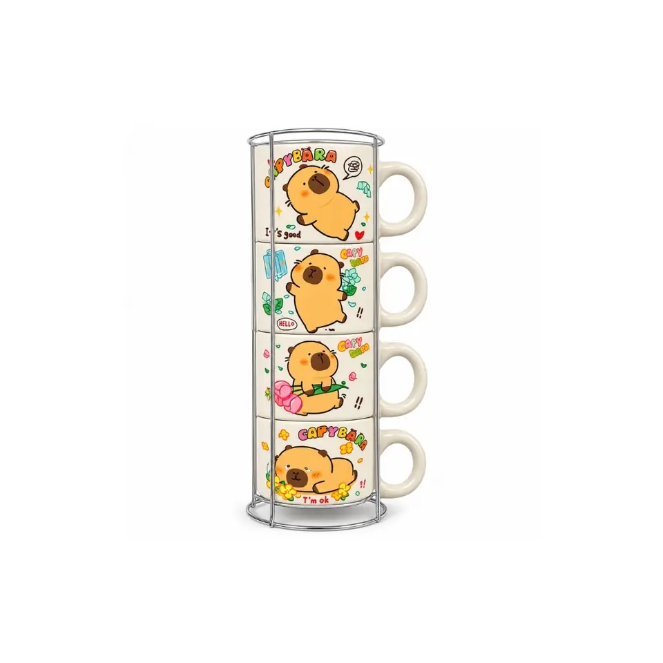 Set de tazas con soporte