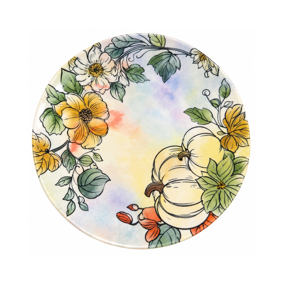 Plato de flores de cerámica