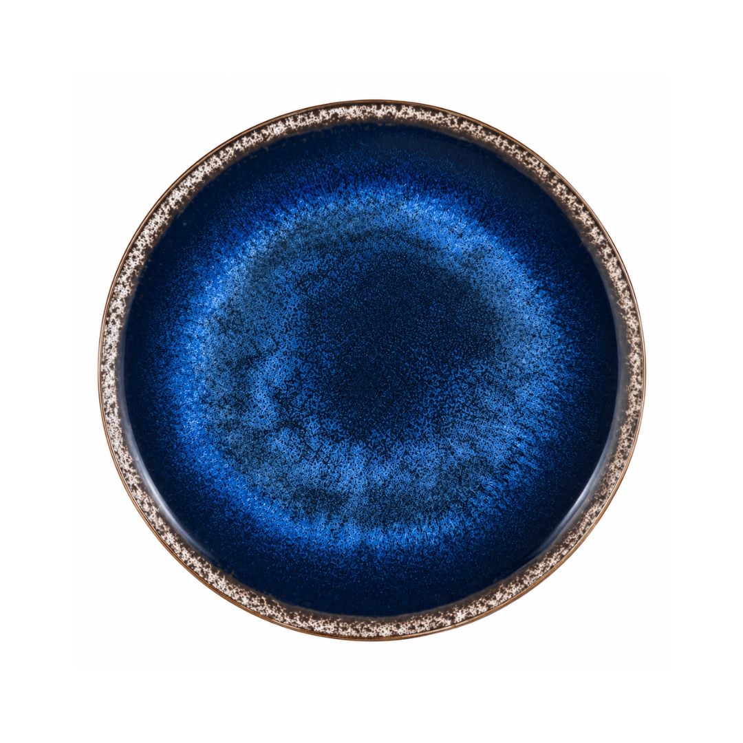 Plato azul de cerámica