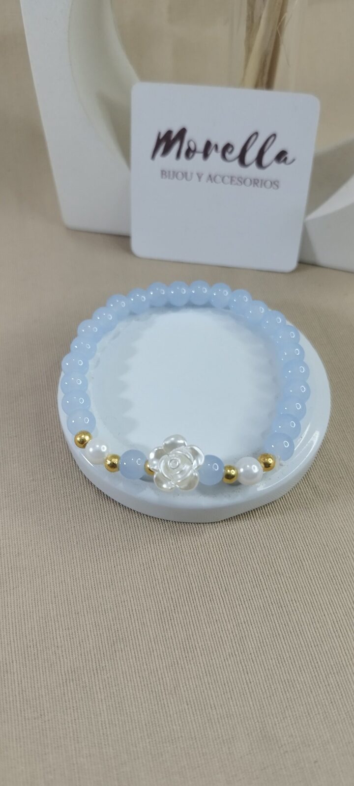 Pulsera 4mm aguamarina /piedra de la luna