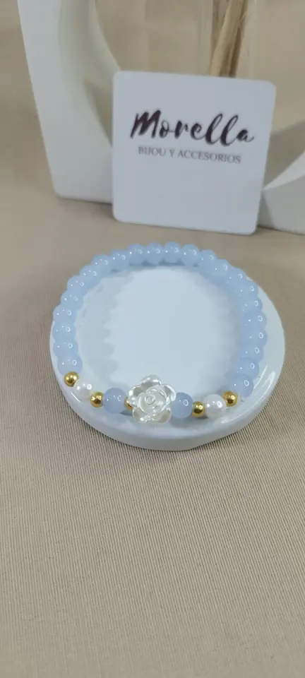 Pulsera 4mm aguamarina /piedra de la luna
