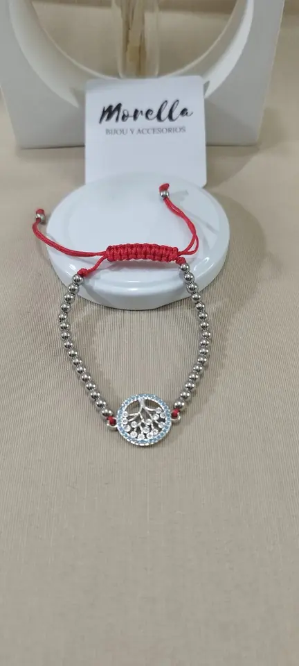 Pulsera ajustable árbol de la.vida azul
