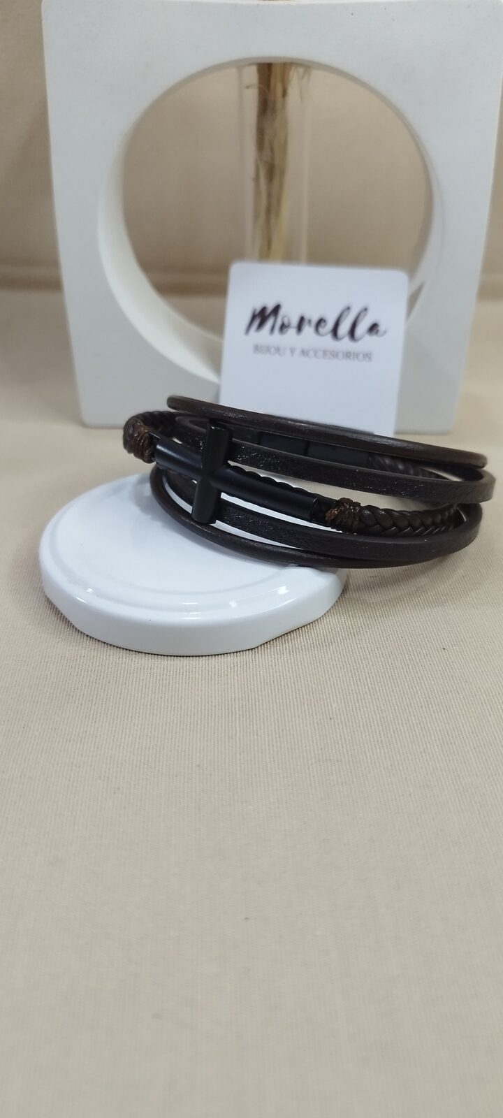 Pulsera marron cruz / negra