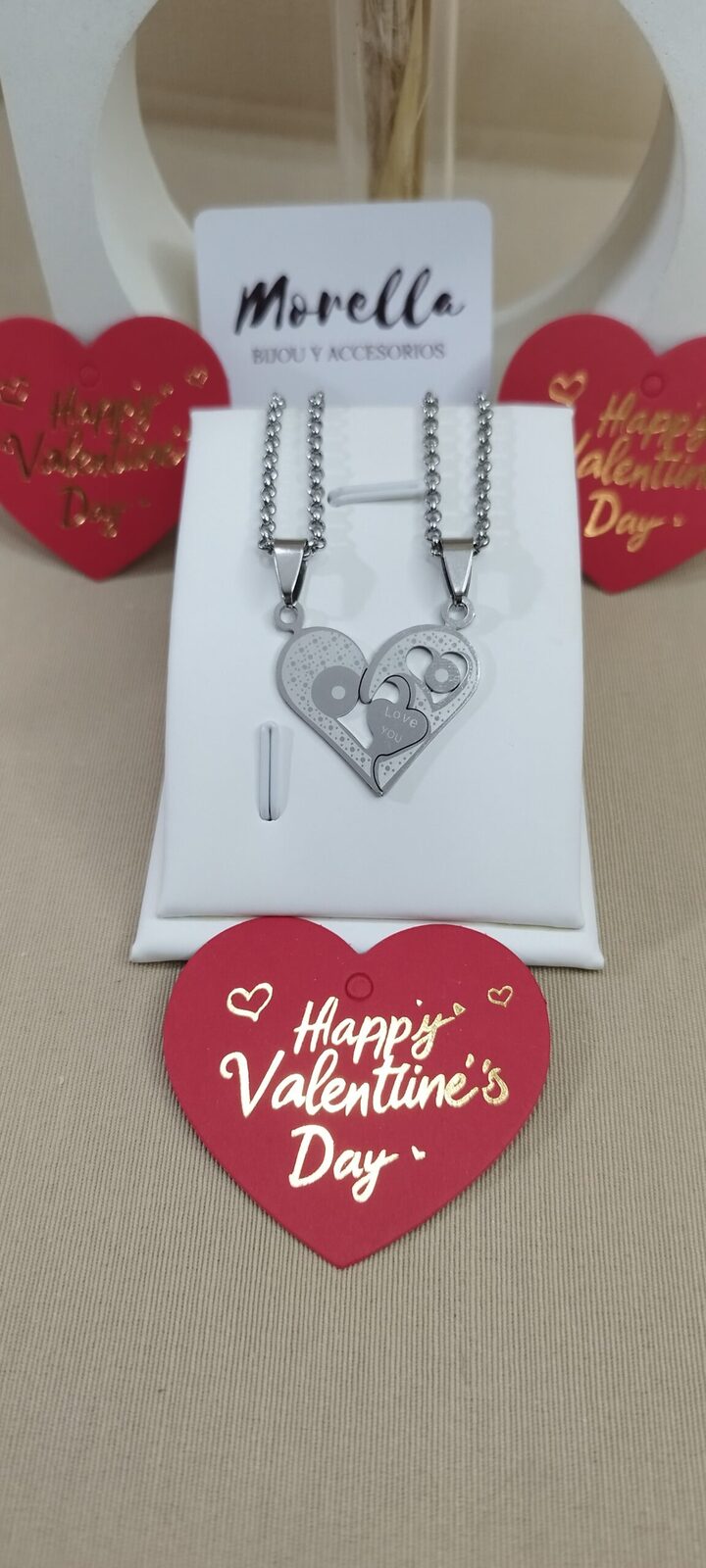 Conjunto  de 2 cadenas con dije para dividir