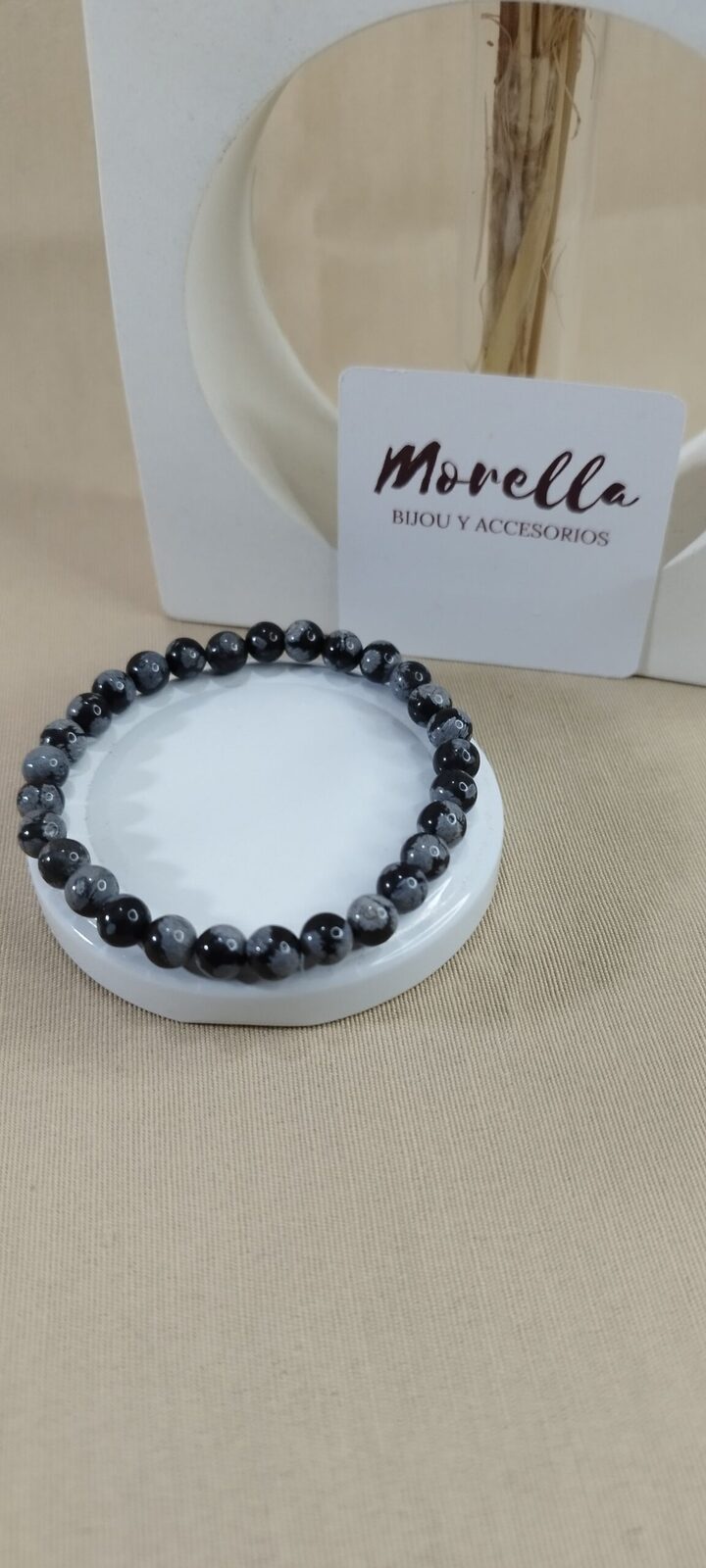 Pulsera 6 mm obsidiana copo / nevada