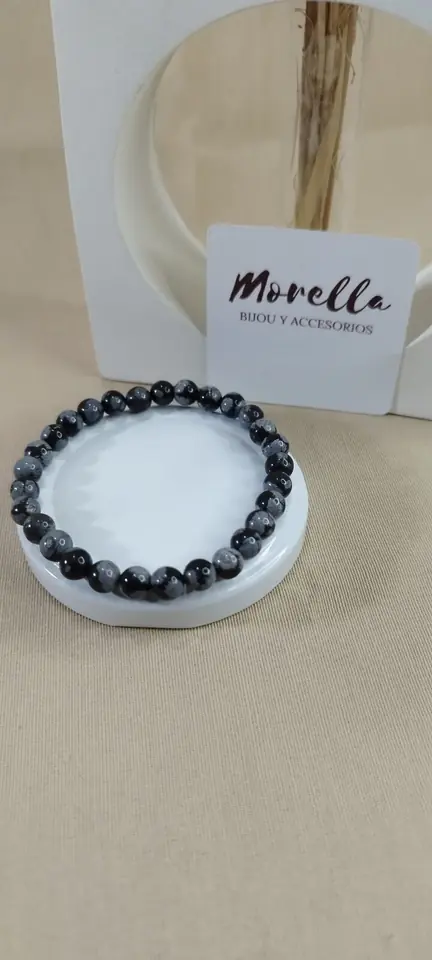 Pulsera 6 mm obsidiana copo / nevada