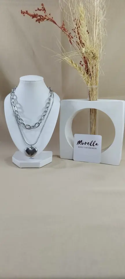 Cadena doble con dije corazon