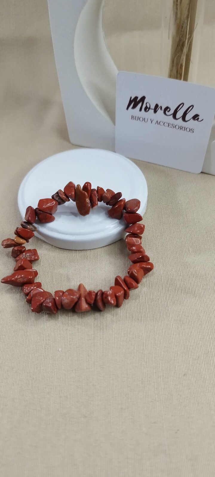 Pulsera en piedra jaspe rojo