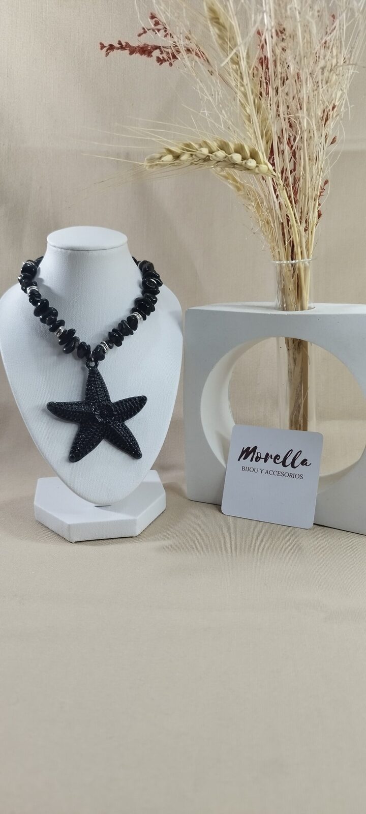 Collar en obsidiana negra dije estrella