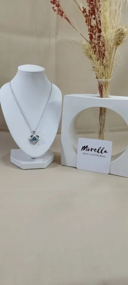 Cadena dije corazón piedra azul