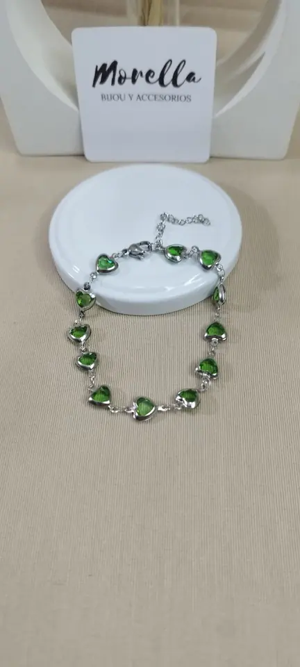 Pulsera corazón verde obscuro