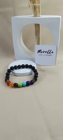 Pulsera 8 mm 7 chakras negra