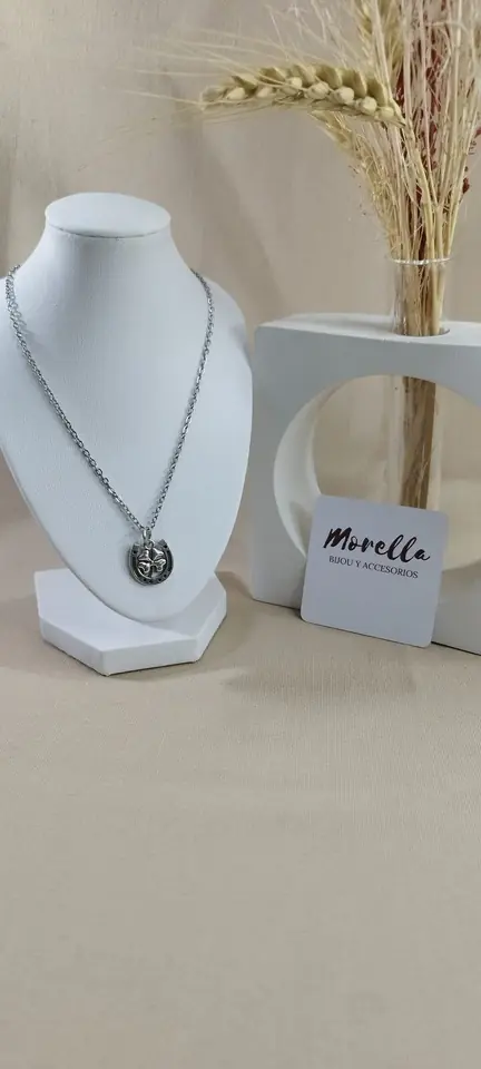 Cadena con dije herradura y trébol de 4 hojas