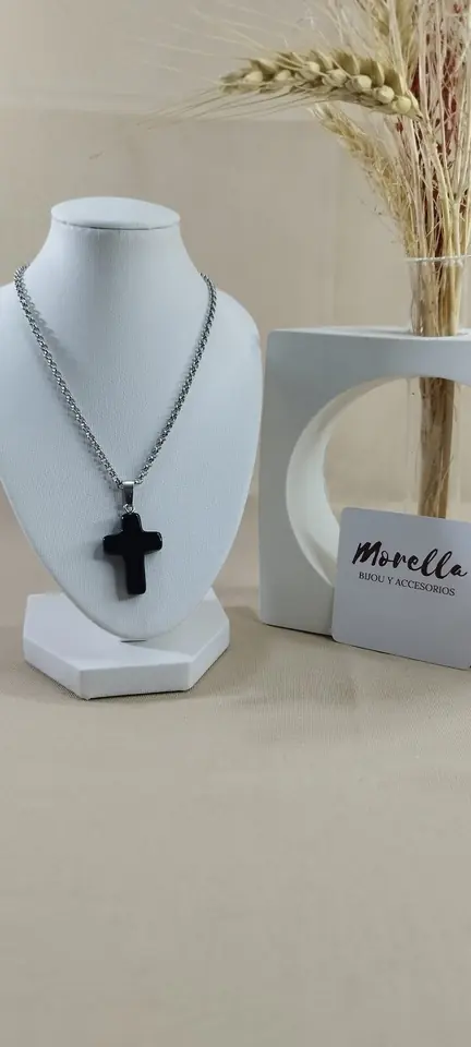 Cadena hombre con dije Obsidiana negra