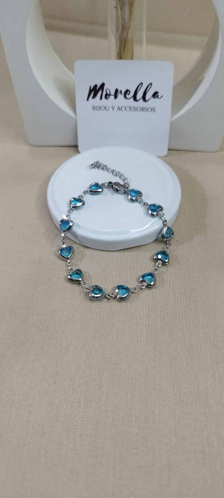 Pulsera corazón celeste