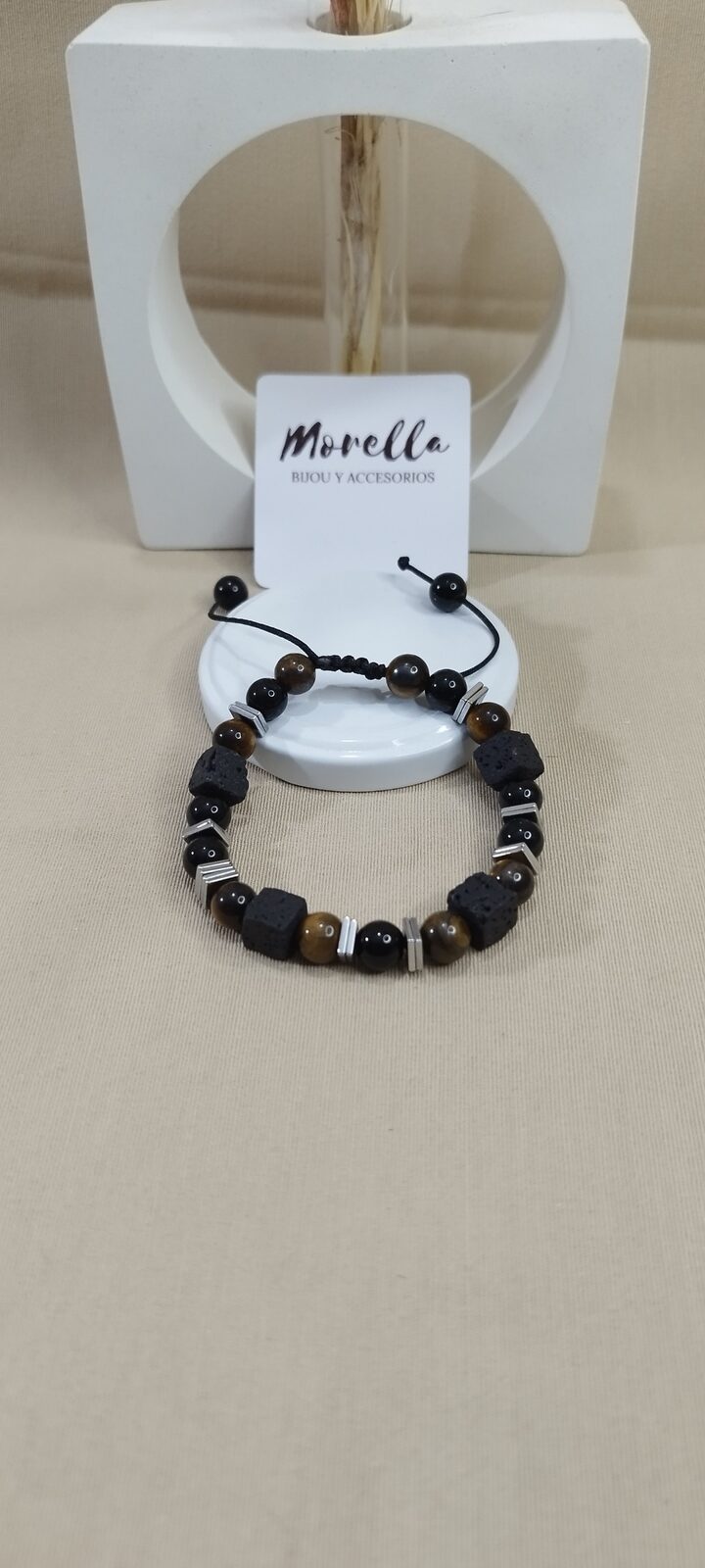 Pulsera obsidiana negra/ojo de tigre