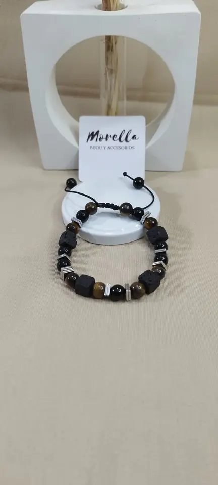 Pulsera obsidiana negra/ojo de tigre