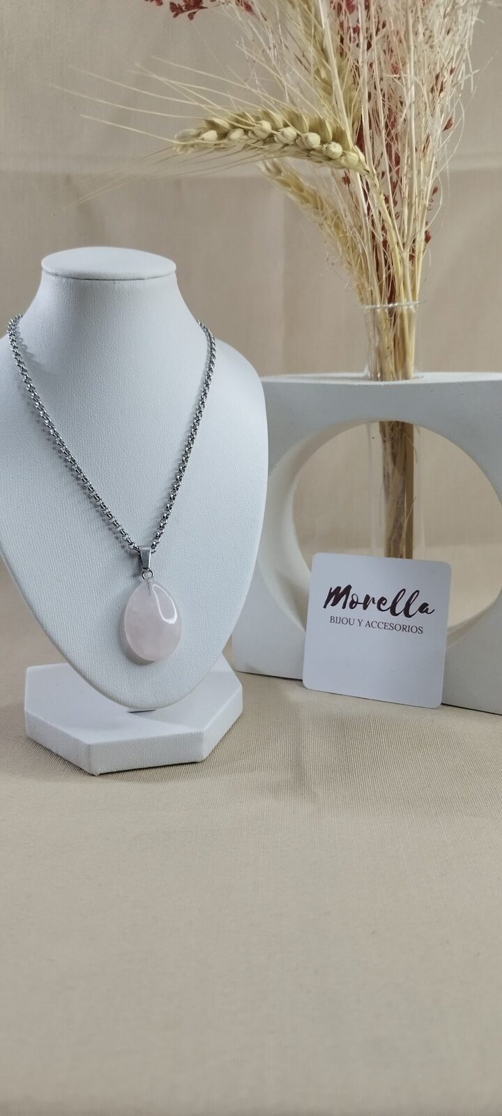 Cadena con dije cuarzo rosa