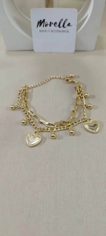 Pulsera doble corazones